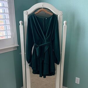 Elegant Green Romper Dress